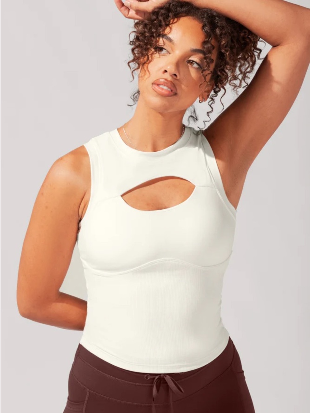 Popflex Peekaboo Crew Tank White Cream XL